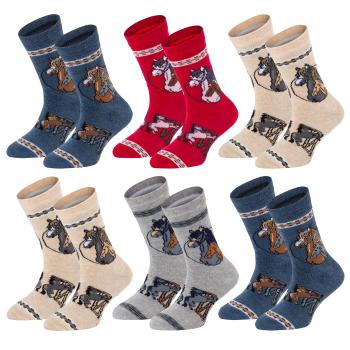 6 Paar TippTexx 24 Kinder Socken Pferde